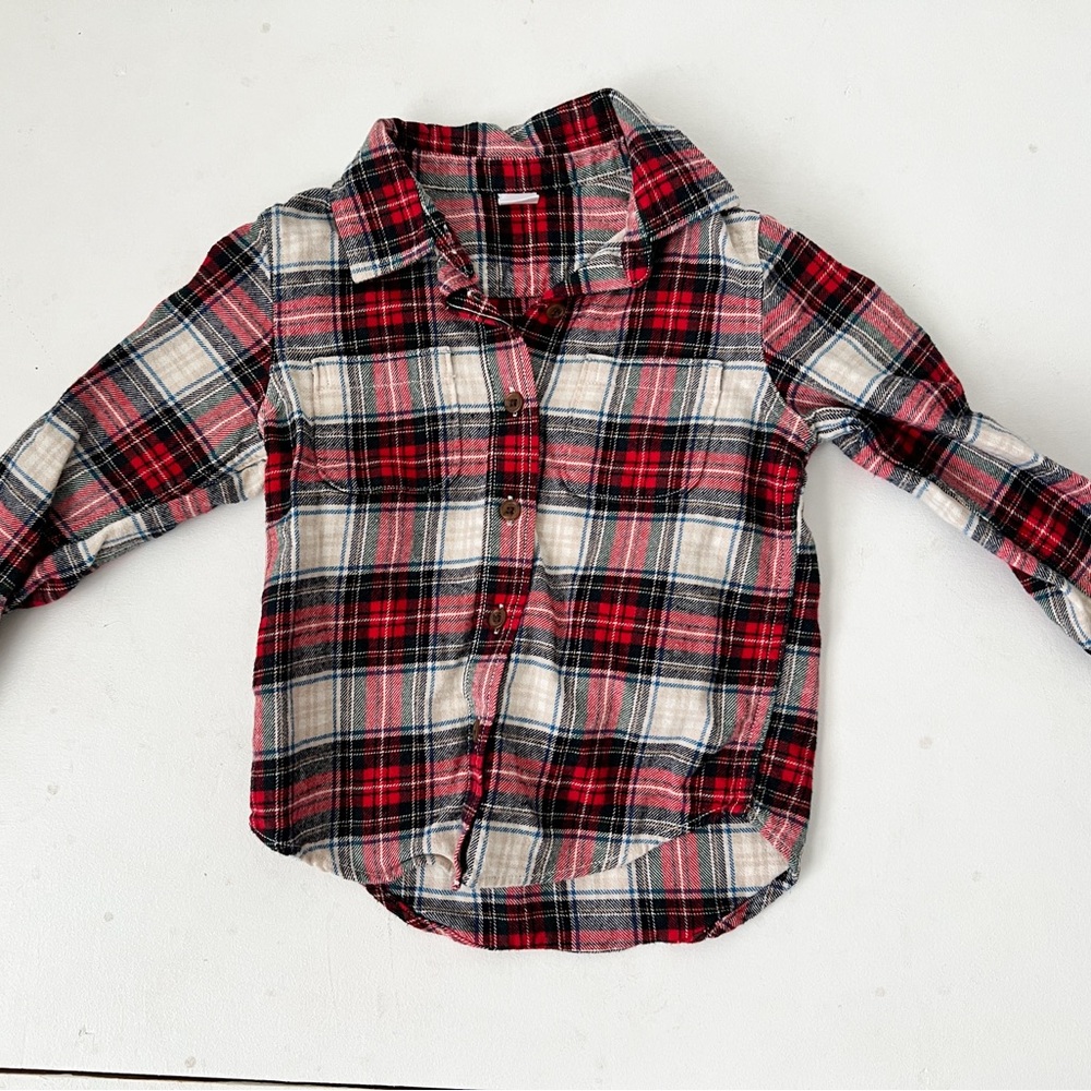 GAP Red and Black Plaid Toddler Button Down Shirt